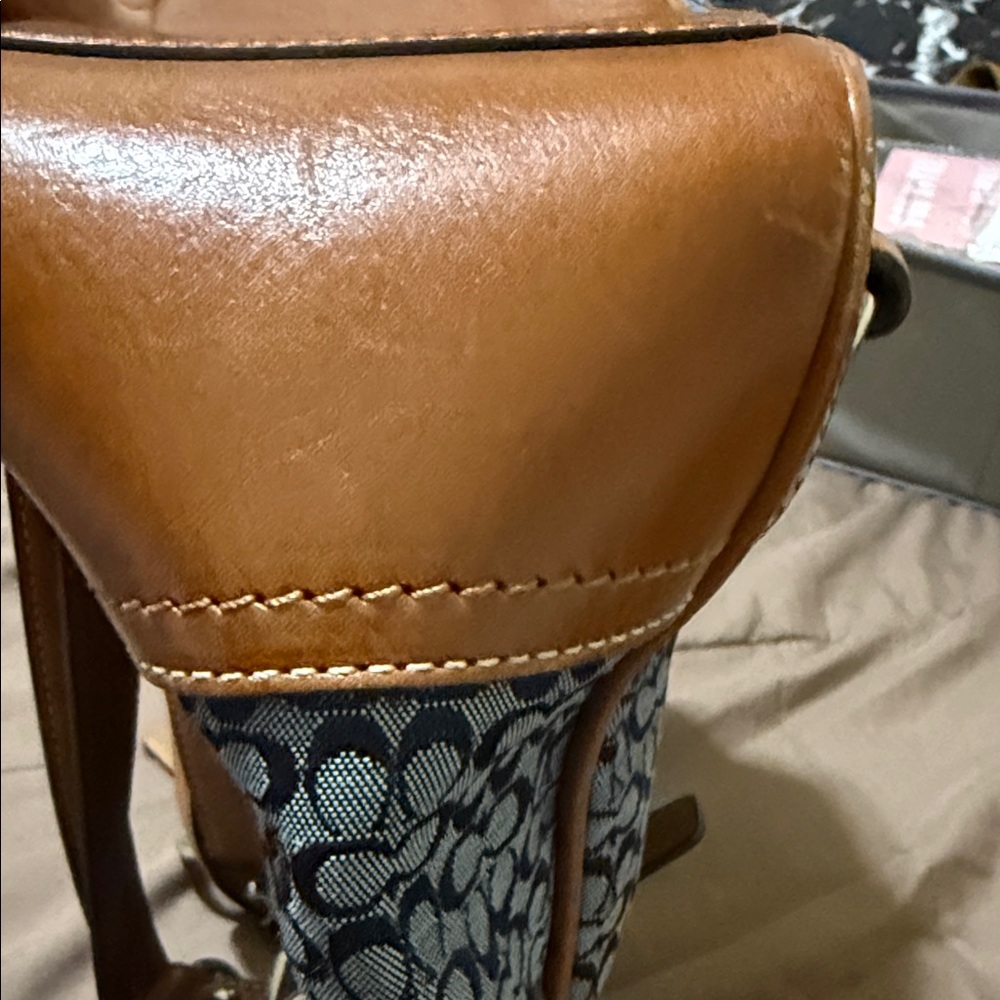 Coach Blue and Tan Signature Tote - Picture 10 of 12